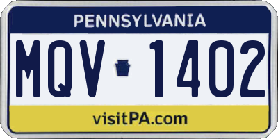 PA license plate MQV1402