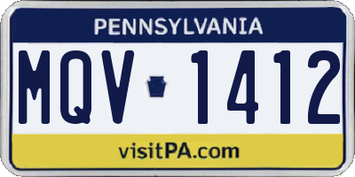 PA license plate MQV1412