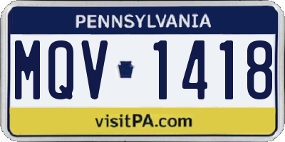 PA license plate MQV1418