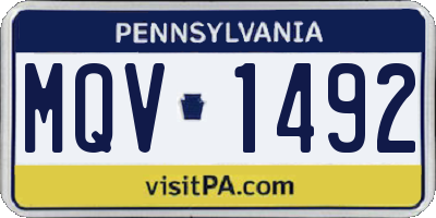 PA license plate MQV1492