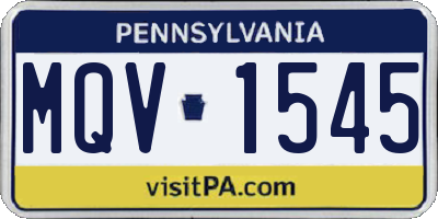 PA license plate MQV1545