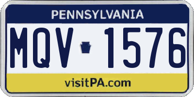 PA license plate MQV1576