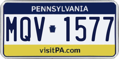 PA license plate MQV1577