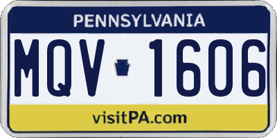 PA license plate MQV1606