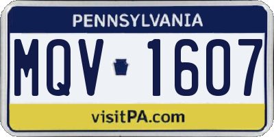 PA license plate MQV1607