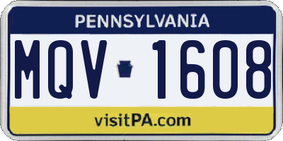 PA license plate MQV1608
