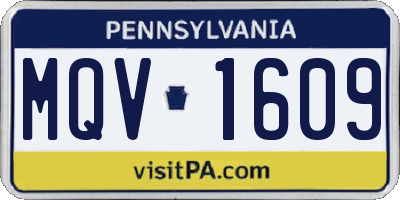 PA license plate MQV1609