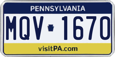 PA license plate MQV1670