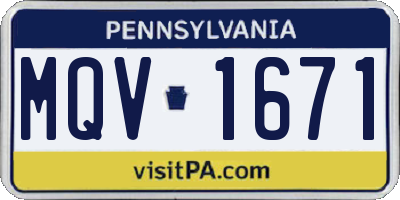 PA license plate MQV1671
