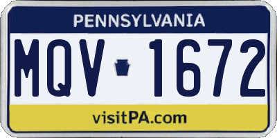 PA license plate MQV1672