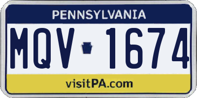 PA license plate MQV1674