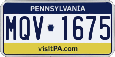 PA license plate MQV1675