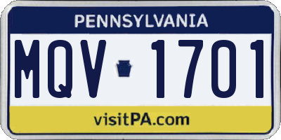 PA license plate MQV1701