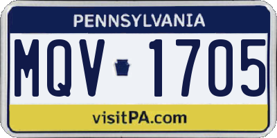 PA license plate MQV1705