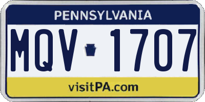 PA license plate MQV1707