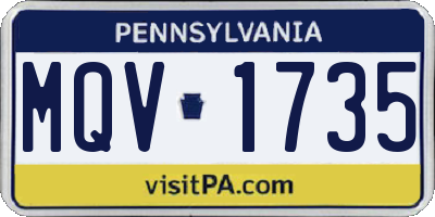 PA license plate MQV1735