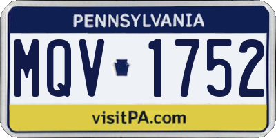 PA license plate MQV1752