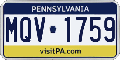 PA license plate MQV1759