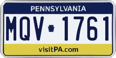 PA license plate MQV1761