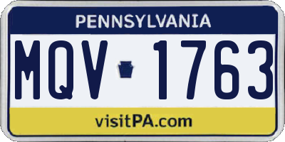 PA license plate MQV1763