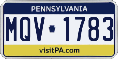 PA license plate MQV1783