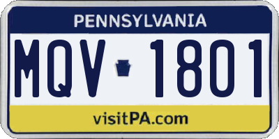 PA license plate MQV1801