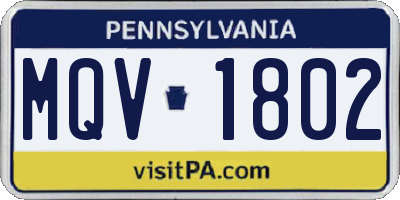 PA license plate MQV1802