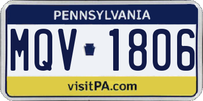 PA license plate MQV1806