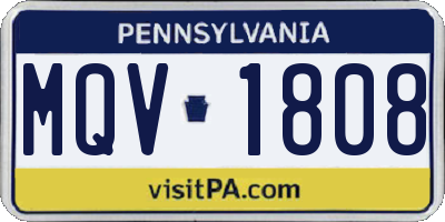 PA license plate MQV1808