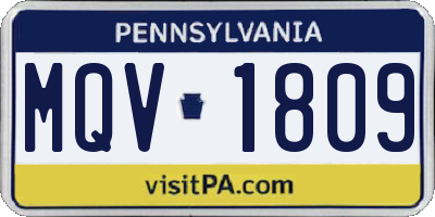PA license plate MQV1809