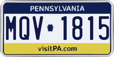 PA license plate MQV1815