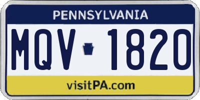 PA license plate MQV1820