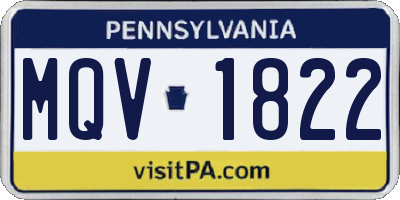 PA license plate MQV1822