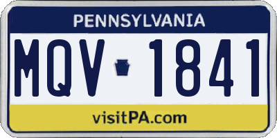 PA license plate MQV1841