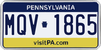 PA license plate MQV1865