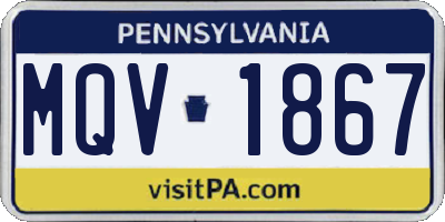 PA license plate MQV1867