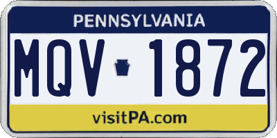 PA license plate MQV1872