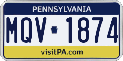 PA license plate MQV1874