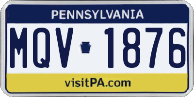 PA license plate MQV1876