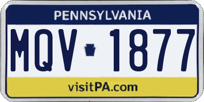 PA license plate MQV1877