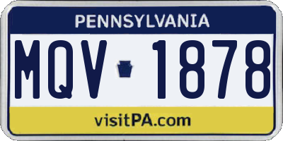 PA license plate MQV1878