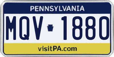 PA license plate MQV1880