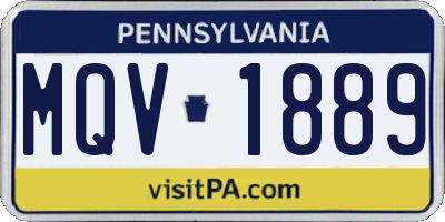 PA license plate MQV1889