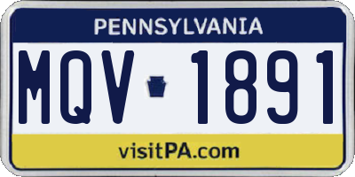PA license plate MQV1891