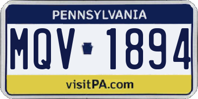 PA license plate MQV1894