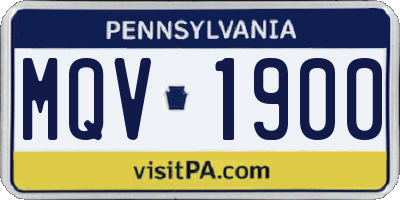 PA license plate MQV1900