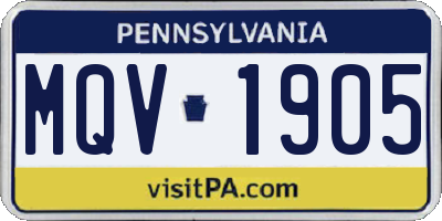 PA license plate MQV1905