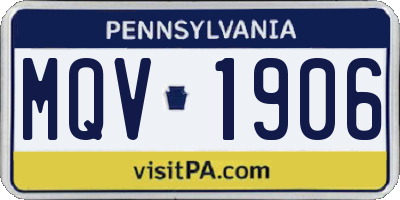 PA license plate MQV1906