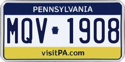 PA license plate MQV1908