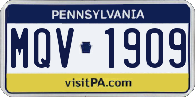 PA license plate MQV1909